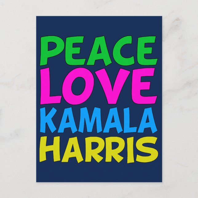 Cartão Postal Peace Love Kamala Harris (Frente)