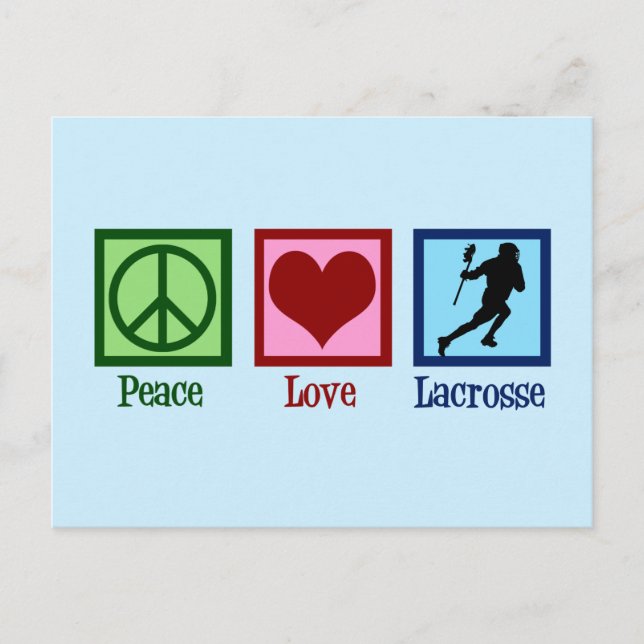 Cartão Postal Peace Love Lacrosse (Frente)