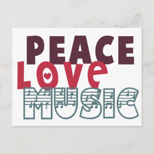 Cartão Postal Peace Love Music