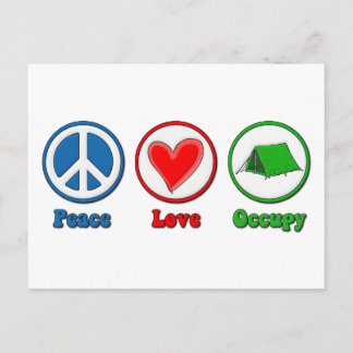 Cartão Postal Peace Love Occupy