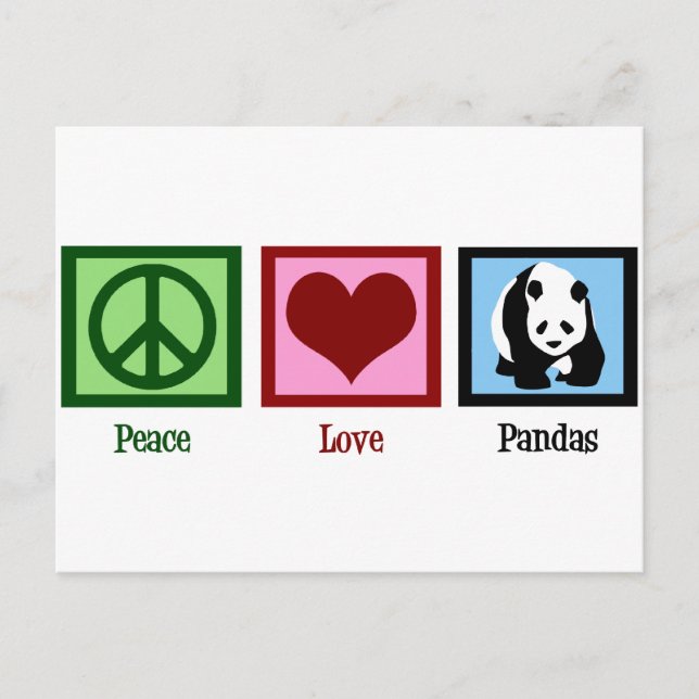 Cartão Postal Peace Love Pandas (Frente)