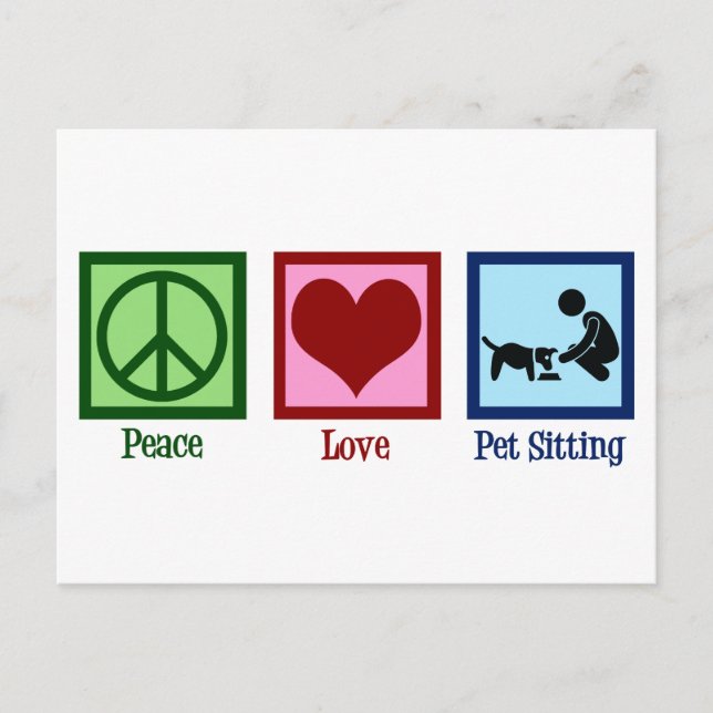 Cartão Postal Peace Love Pet Sitting Dog Walking Service (Frente)