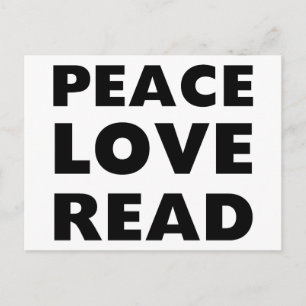 Cartão Postal Peace Love Read