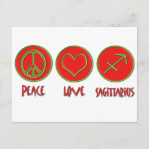 Cartão Postal Peace Love Sagittarius