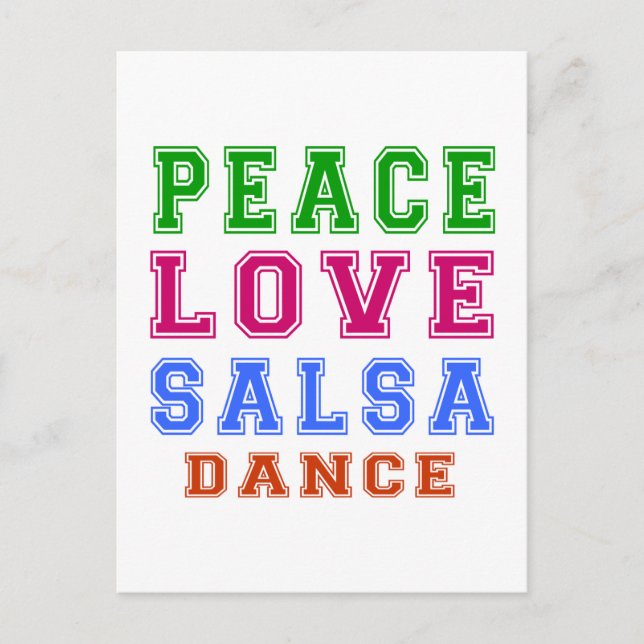 Cartão Postal Peace Love Salsa Dance (Frente)