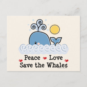 Cartão Postal Peace Love Save The Whales Postcard