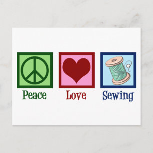 Cartão Postal Peace Love Sewing Cujo Seamstresse