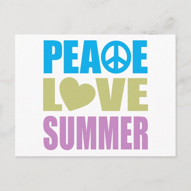 Cartão Postal Peace Love Summer (Frente)