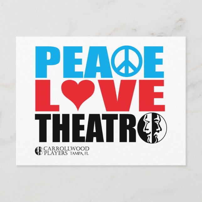 Cartão Postal Peace Love Theater (Frente)