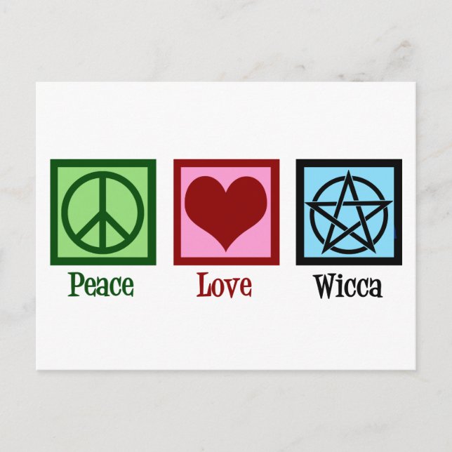 Cartão Postal Peace Love Wicca (Frente)