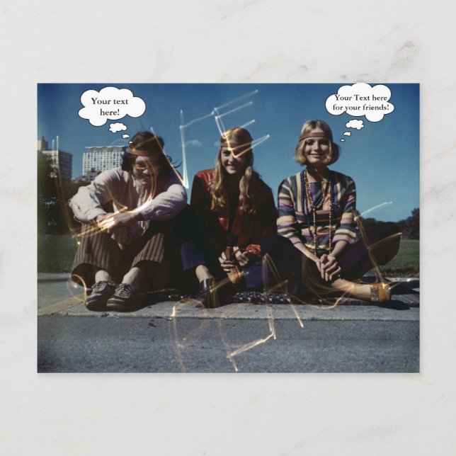 Cartão Postal Peace Young Hippies Free Love 1960's Custom Text (Frente)