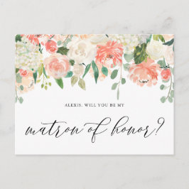 Cartão Postal Peach e Ivory Flowers são a minha mãe de honra