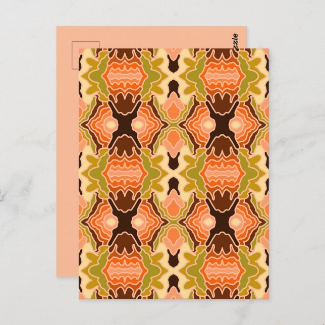 Cartão Postal Peach Fuzz Boho Chique Geométrico (Frente/Verso)