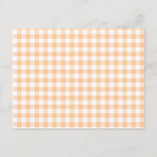 Cartão Postal Peach Orange e White Gingham