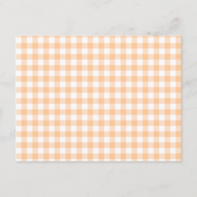 Cartão Postal Peach Orange e White Gingham (Frente)