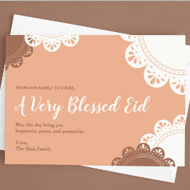 Cartão Postal Peach Ornamentado Floral Eid Al Fitr