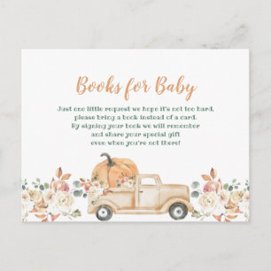 Cartão Postal Peach Pumpkin Rustic Floral Truck Books para Bebê