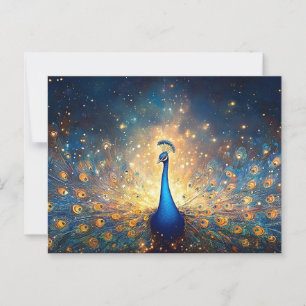 Cartão Postal Peacock cósmico com penas estéreis