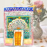 Cartão Postal Peacock Door Watercolor Jaipur City Palace, rosa<br><div class="desc">Cartão postal personalizável! Adicione seu próprio texto ao dentro e à frente da placa. Porta pacífica colorida de Rajasthan India pintada por mim! Procure mais designs,  mais portas e mais produtos no meu compro! Se você o comprar,  obrigado! Compartilhe uma foto comigo no Instagram no @shoshannahscribbles :)</div>
