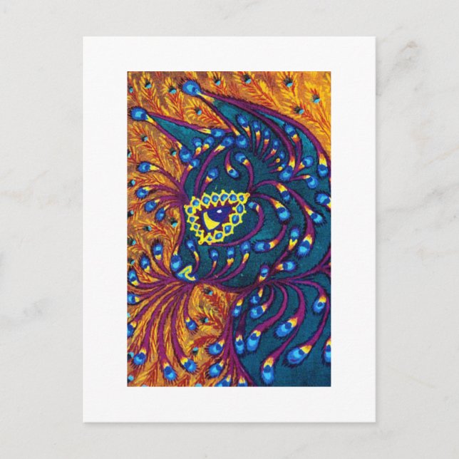 Cartão Postal Peacock Feather Cat, Louis Wain (Frente)