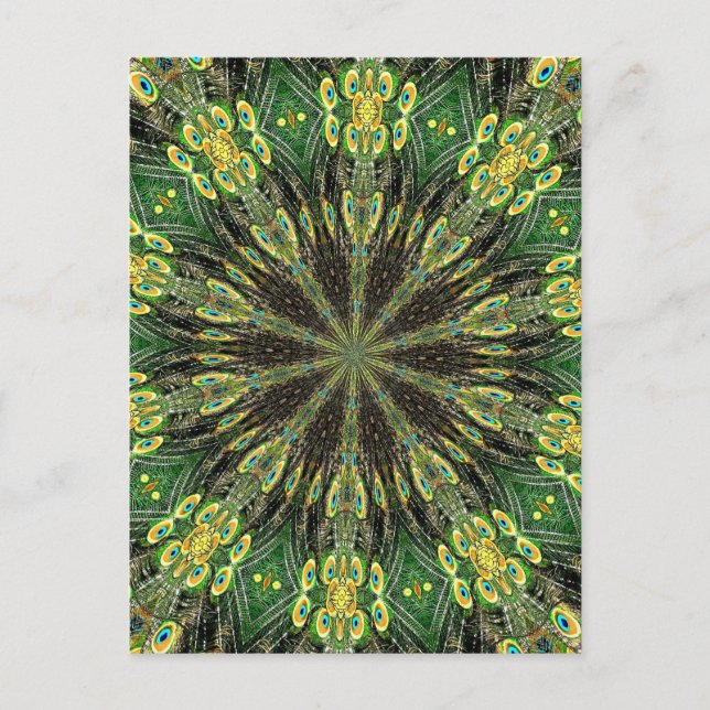 Cartão Postal Peacock Feather Kaleidoscope 2 (Frente)