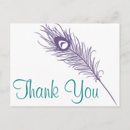 Cartão Postal Peacock Feather Obrigado