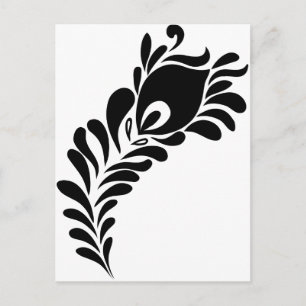 Cartão Postal Peacock Feather Silhouette