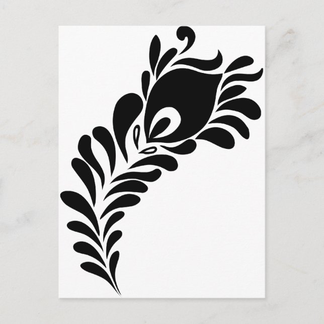 Cartão Postal Peacock Feather Silhouette (Frente)