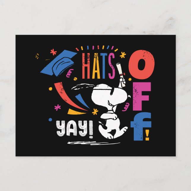 Cartão Postal Peanuts Snoopy Hats Off To You Graduation Congrats (Frente)