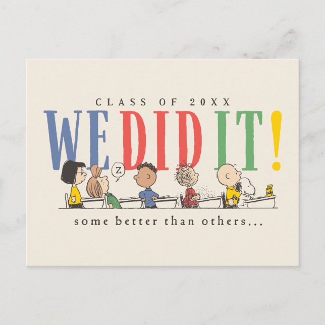Cartão Postal Peanuts We Did It Graduation Funny Quote Snoopy (Frente)
