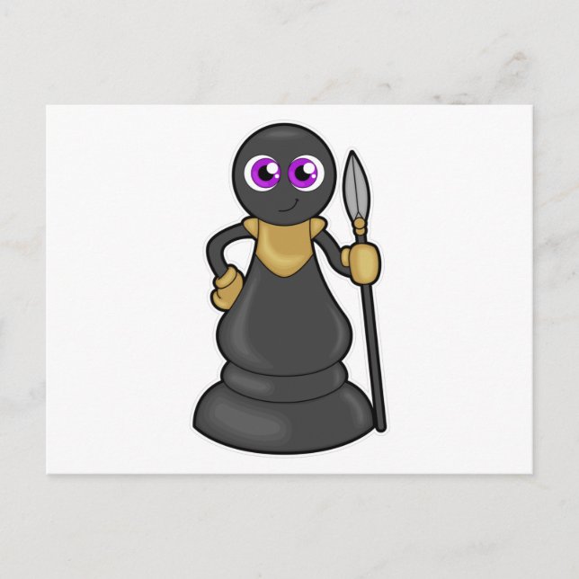 Cartão Postal Peão de xadrez com lança (Frente)