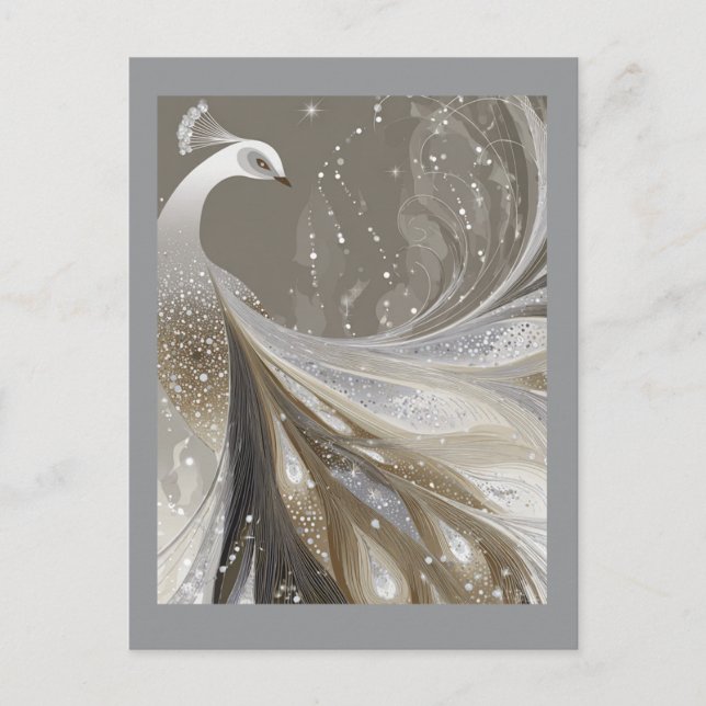 CARTÃO POSTAL PEARL SPARKLE PEACOCK #1 (Frente)