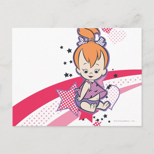 Cartão Postal PEBBLES™ em Arco-Íris Rosa (Frente)