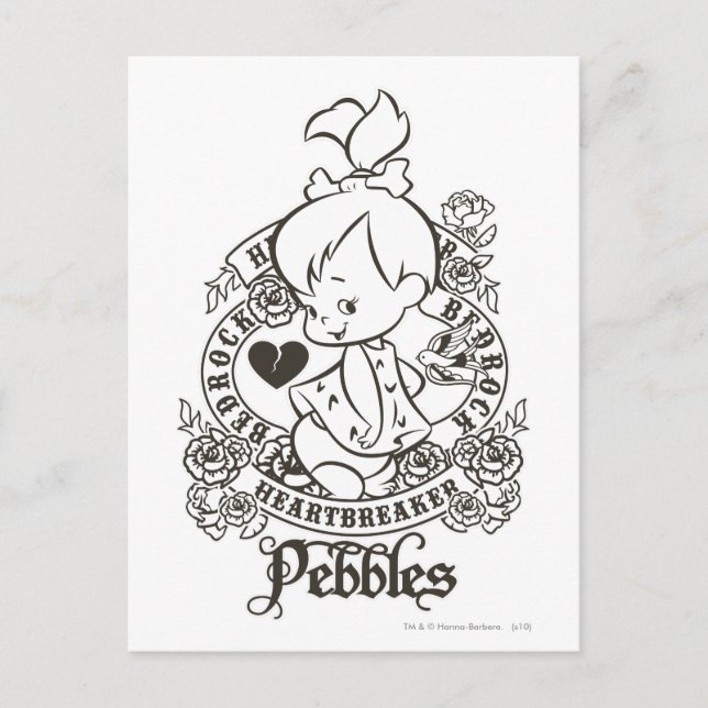 Cartão Postal PEBBLES™ Heartbreaker B&W (Frente)
