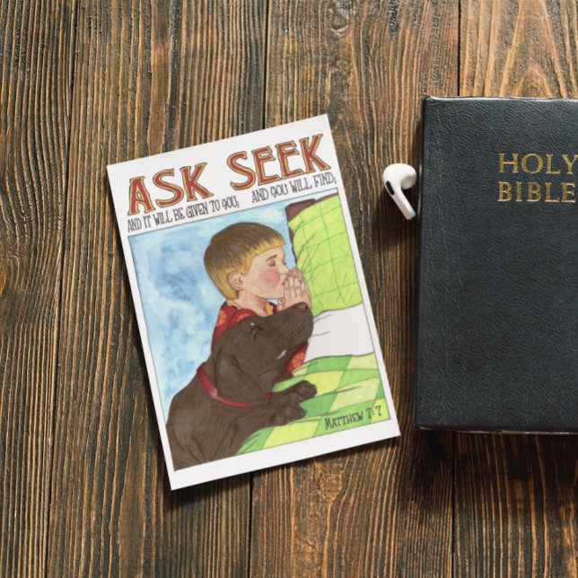 Cartão Postal Peça Busque Menino e Cachorro Orando Inspirador  (Criador carregado)