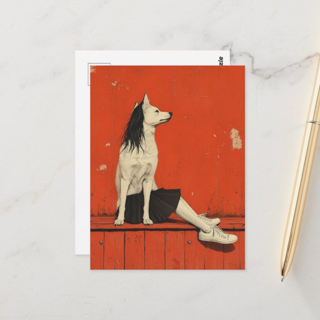 Cartão Postal Peça de Cachorro Engraçado Parte Humana (Frente/Verso In Situ)