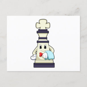 Cartão Postal Peça de xadrez King como Garçom com Toalha