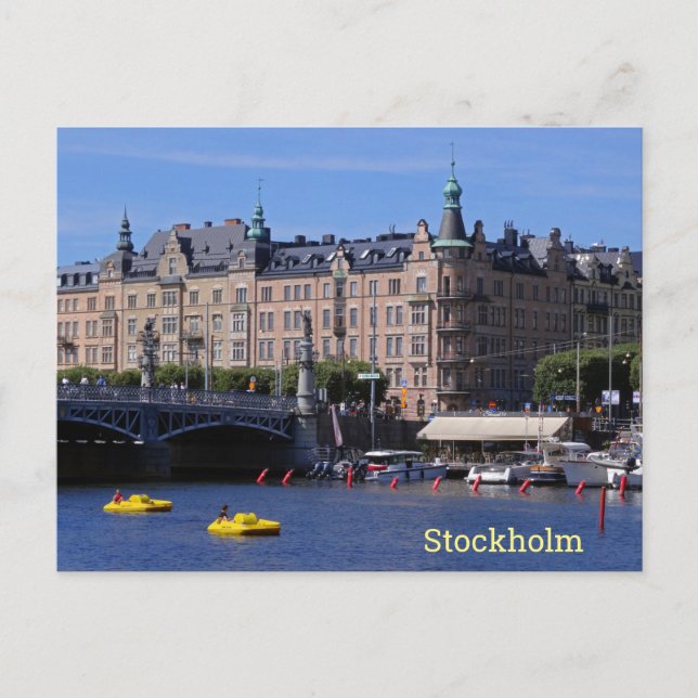 Cartão Postal Pedal Boats no Dia de Verão em Estocolmo, Suecia (Frente)