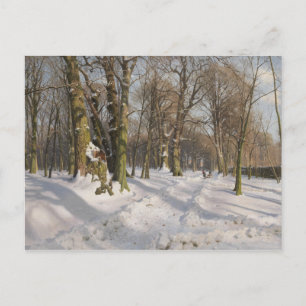 Cartão Postal Peder Monsted - Estrada florestal de neve à luz d