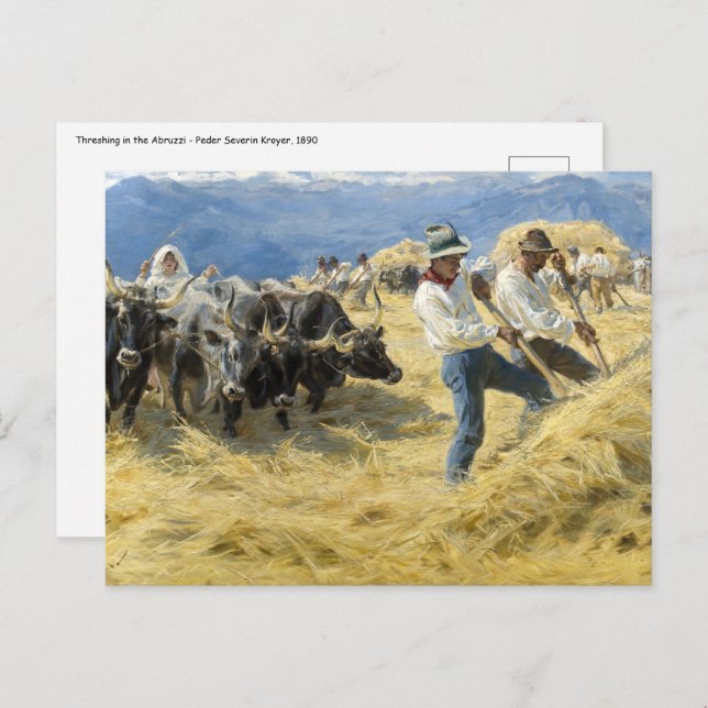 Cartão Postal Peder Severin Kroyer - Threshing in the Abruzzi (Frente/Verso)
