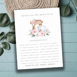 Cartão Postal Pedido de Receita Floral Mistura Blush Chá de Noiv