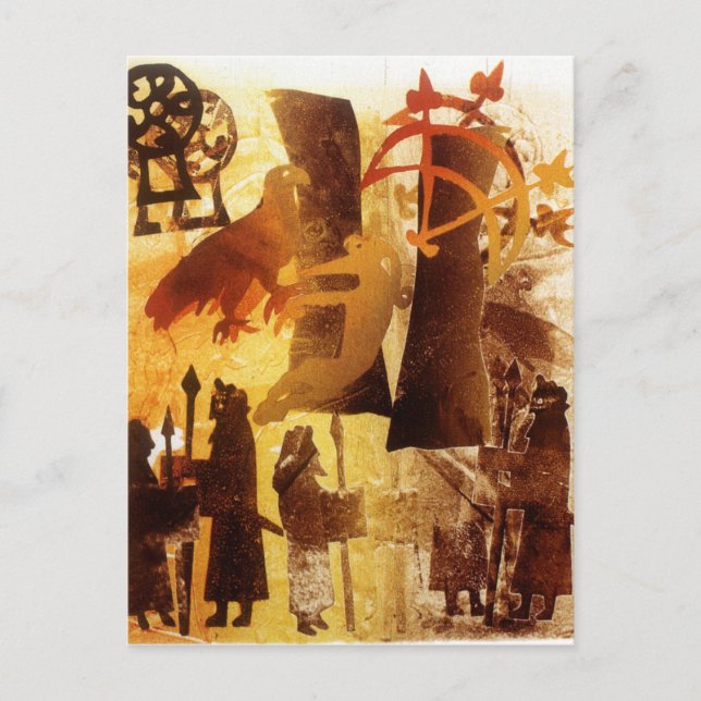 Cartão Postal Pedra de relógio e símbolos (Frente)