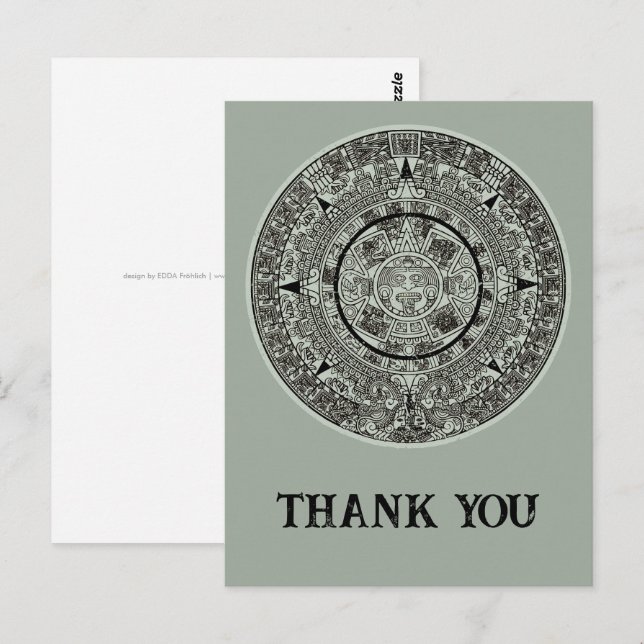 Cartão Postal Pedra do Sol Asteca Mexicana Calendário Maia 1 (Frente/Verso)