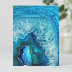 Cartão Postal Pedra Mineral Geográfica Azul-Turquesa Brilhante