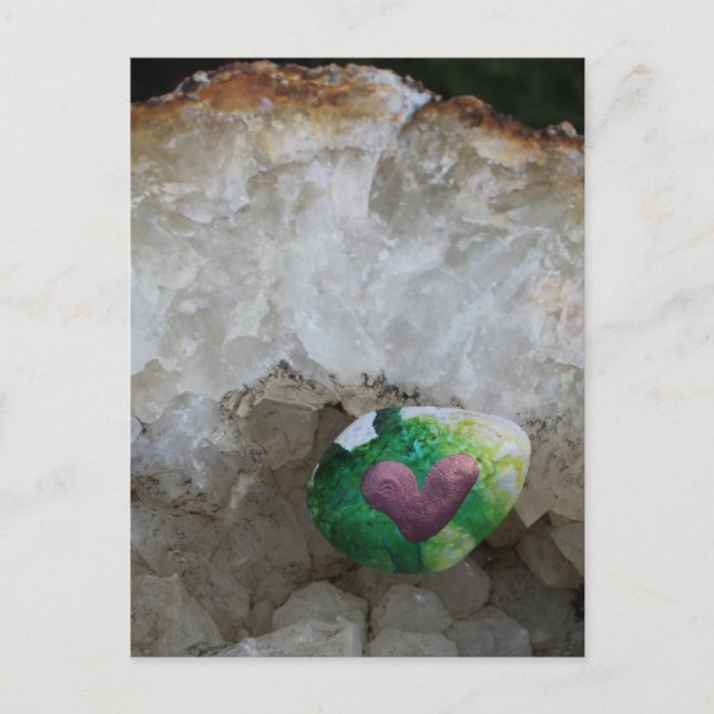 Cartão Postal Pedra pintada do coração (Frente)