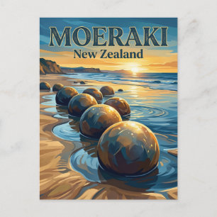 Cartão Postal Pedras de Moeraki Nova Zelândia