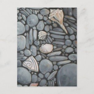 Cartão Postal Pedras de Praia Conchas Pebbles Rochas Pintura