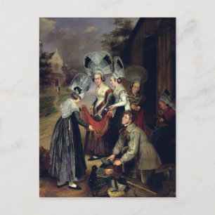 Cartão Postal Pedreiro vendendo escarpas para mulheres de Troia