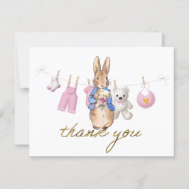 Cartão Postal Pedro o coelho com gratidão de bandeirinhas cor-de
