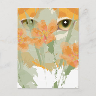 Cartão Postal Peeper Laranja Cat Foliage